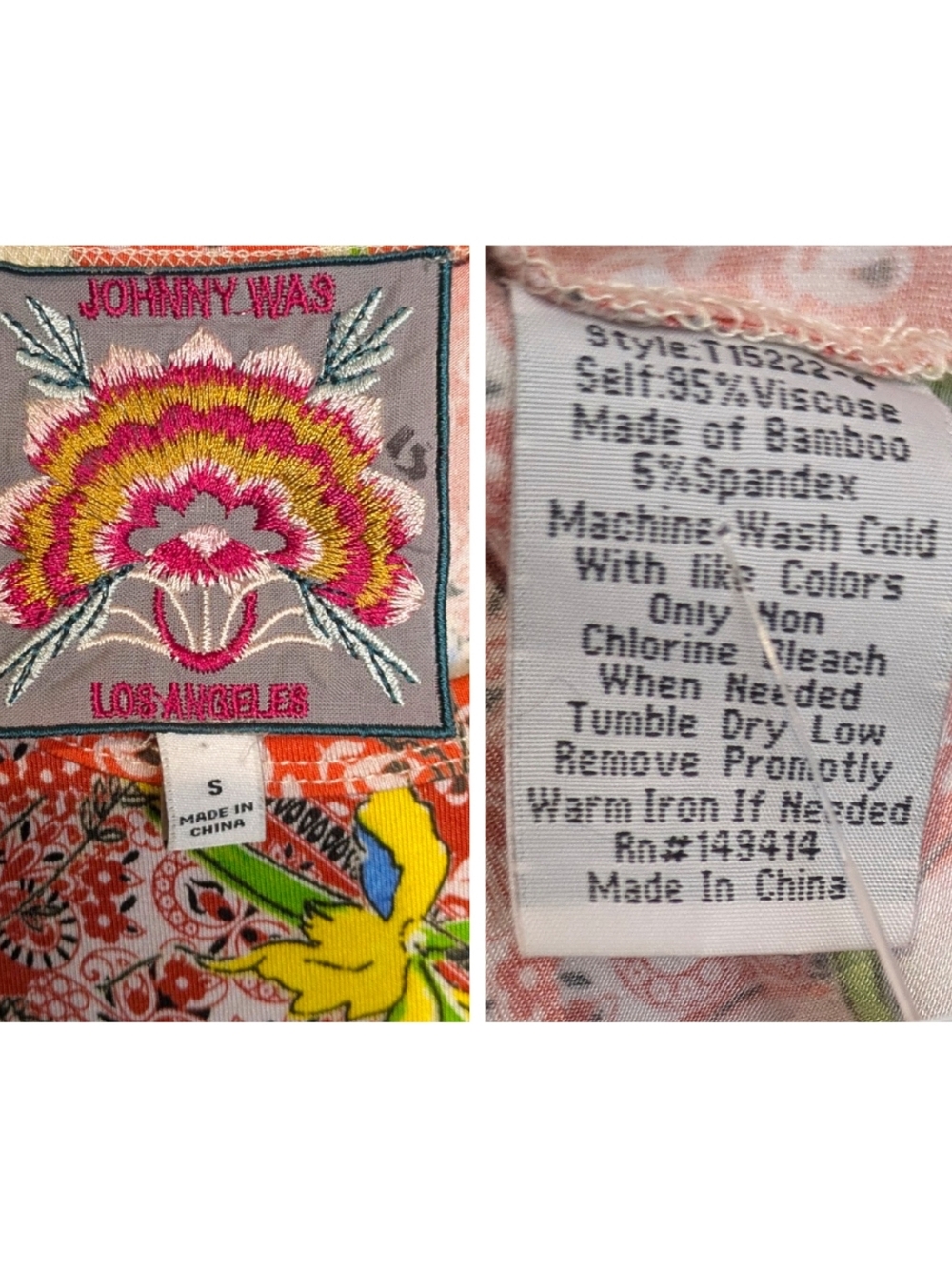 Johnny Was Martha Swing Tank Floral Patchwork Bamboo Blend Sleeveless Small F389 - Picture 11 of 11